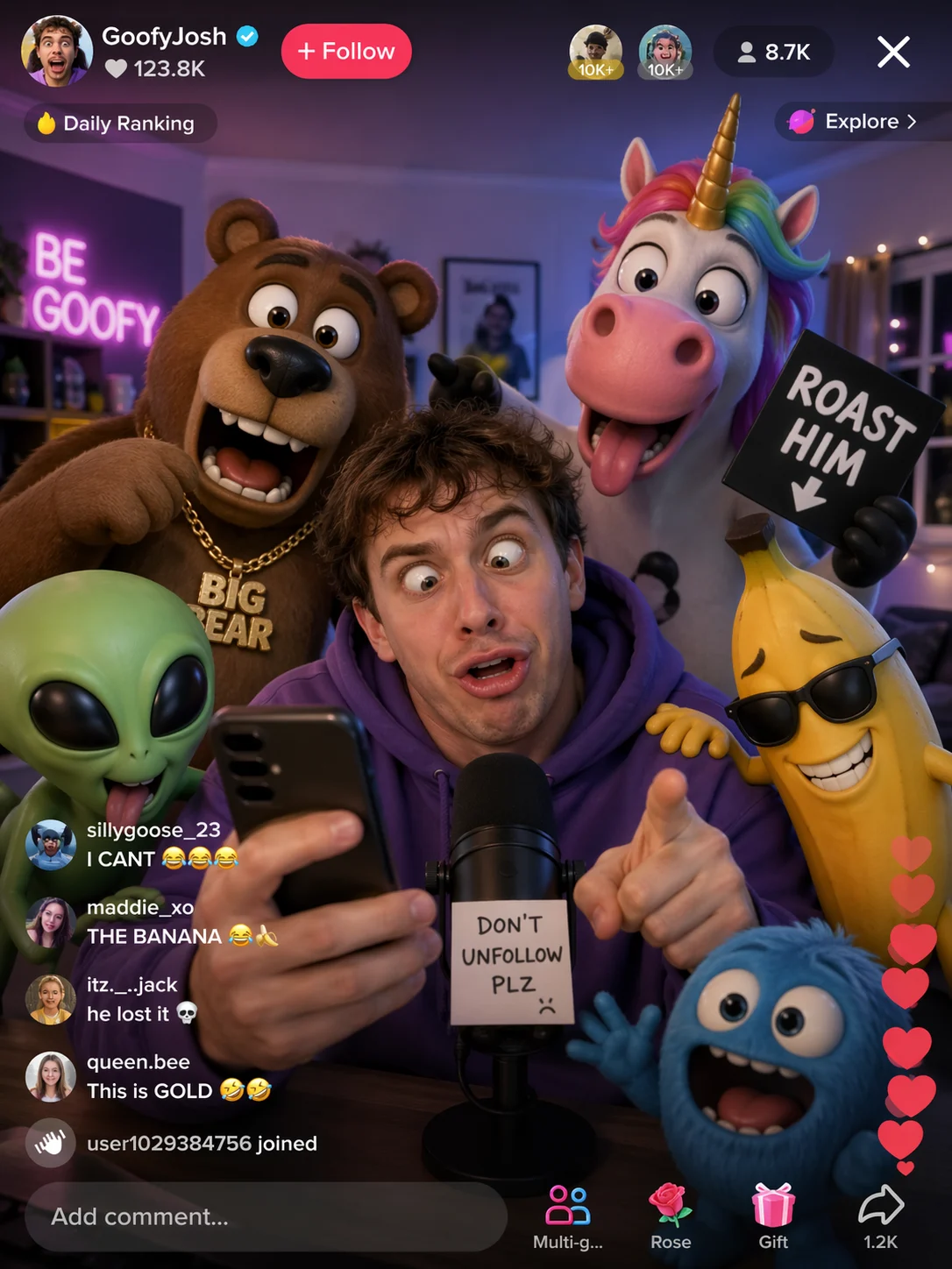 TikTok Livestream Cartoon Scene